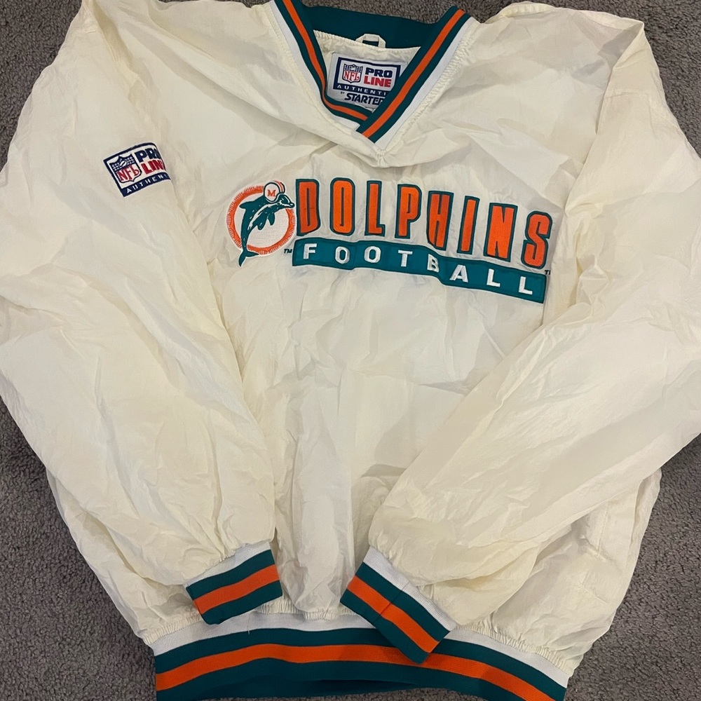 RARE VINTAGE MIAMI DOLPHINS STARTER PULL OVER WIND BREAKER